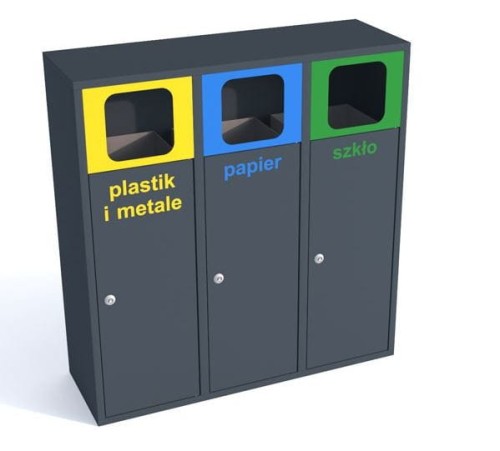 Kosz do segregacji odpadów Etna III 40 l z 3 frakcjami