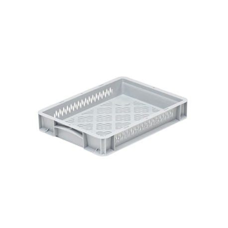 Ażurowa skrzynka plastikowa Basicline 40x30x7 cm szara
