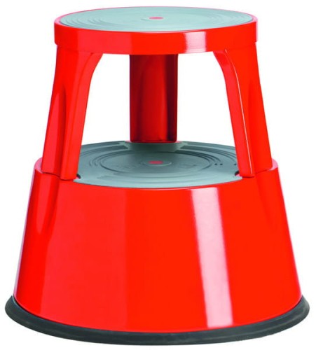 Taboret ze stopniami metalowy 2 stopnie czerwony