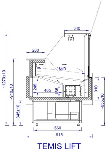 Witryna chłodnicza MAWI Temis LIFT 1,5 do sklepu spożywczego