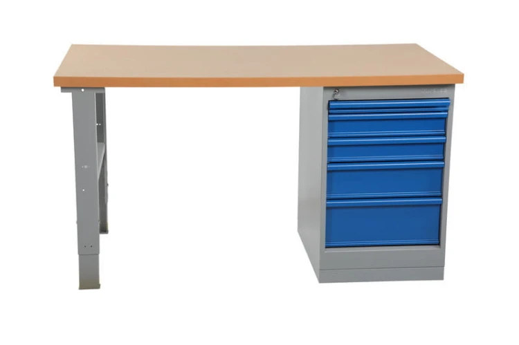Stół roboczy z deską dębową i 5 szufladami 1600 mm