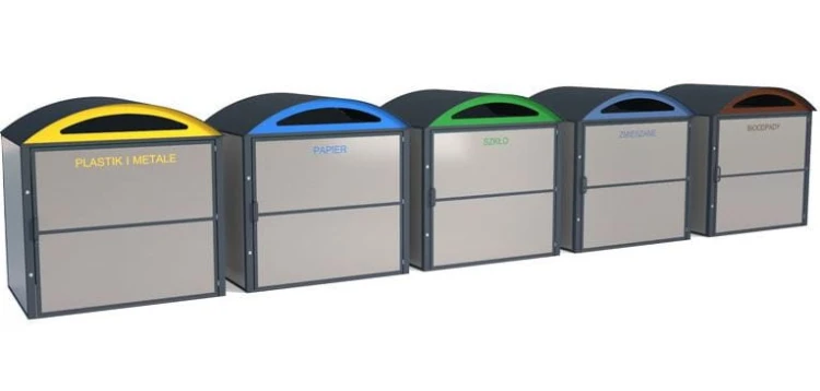 Zabudowa śmietnikowa do pojemnika 1100 l w kolorze RAL 7021 i RAL 9006