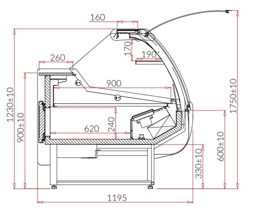 rysunek techniczny lada chłodnicza santiago deep igloo