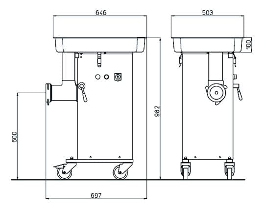 Wilk gastronomiczny Inoxxi WLS 750-32 z wentylowanym silnikiem