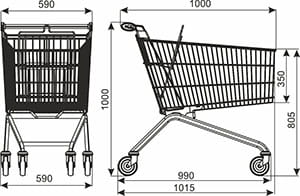 Metalowy wózek sklepowy Avant 150N o pojemności 151 litrów