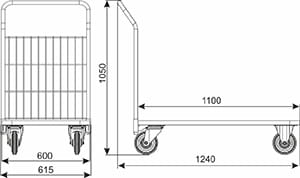 Wózek magazynowy P2-1100x600 o nośności 400 kg