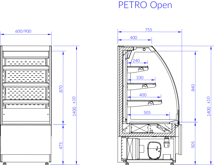 Otwarta witryna chłodnicza PETRO 0.9 OPEN Igloo