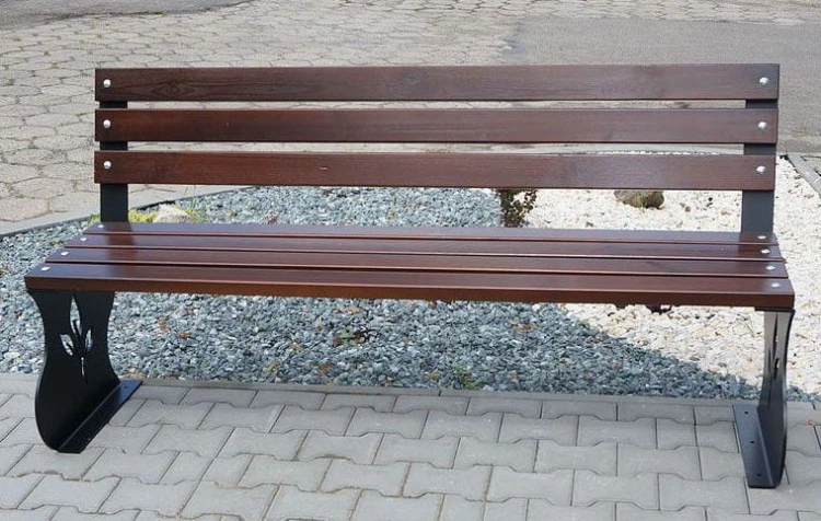 Ławka parkowa Fala I z oparciem i drewnem