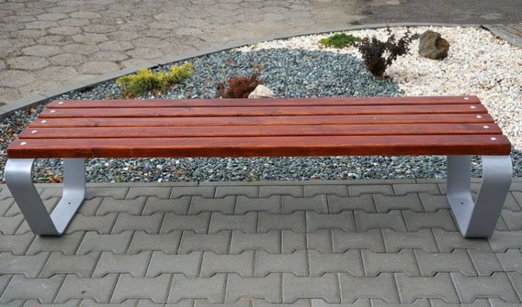 Ławka miejska Rosa bez oparcia z drewnem palisander