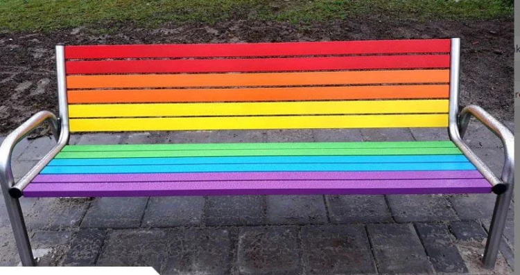 Stalowa ławka miejska Promyk I tęczowy 200 cm