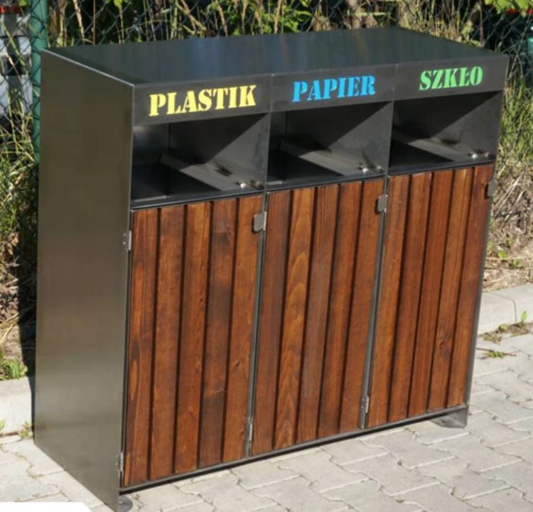 Kosz do segregacji, Ajaks III stal nierdzewna i drewno