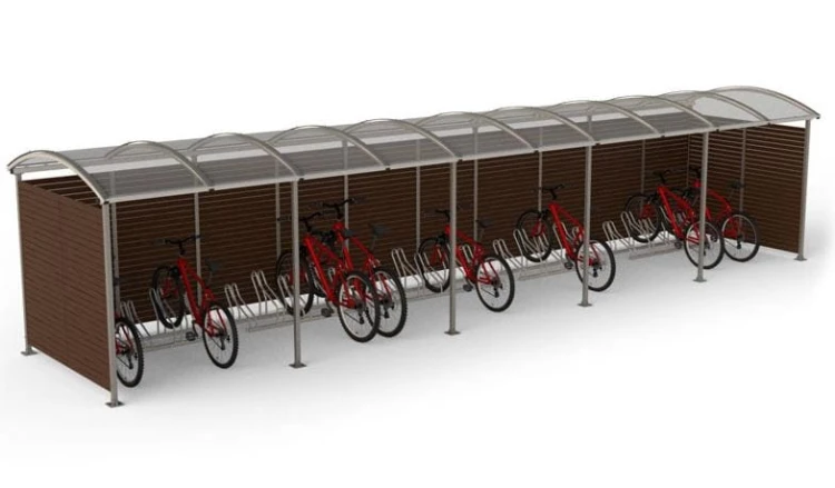 Wiata rowerowa Zorza zabudowana na 25 rowerów