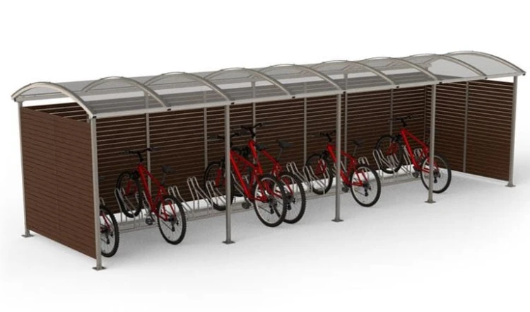 Wiata rowerowa Zorza zabudowana na 20 rowerów