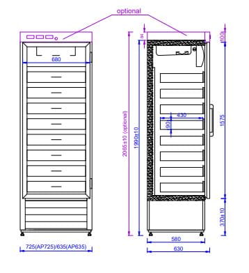 Szafa apteczna chłodnicza MAWI AP 635 430 l