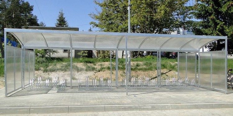 Podwójna wiata rowerowa Perła 40 stanowisk stal ocynkowana