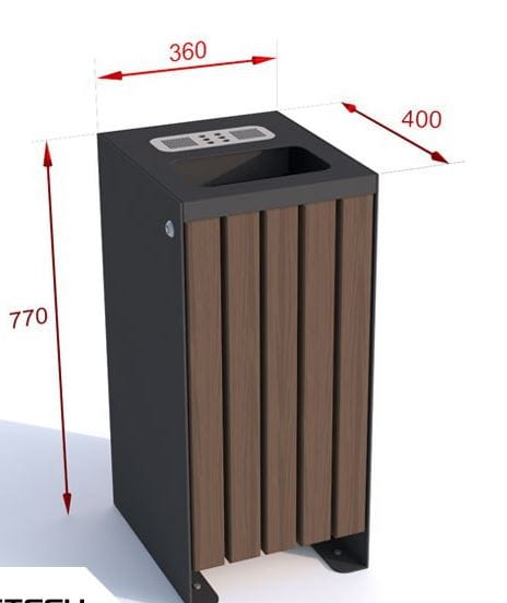 Kosz zewnętrzny Opałek V 80 l z blachy i drewna