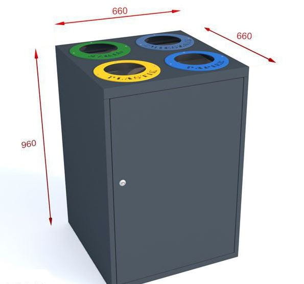 Kosz 4-komorowy do segregacji odpadów Cube IV inox