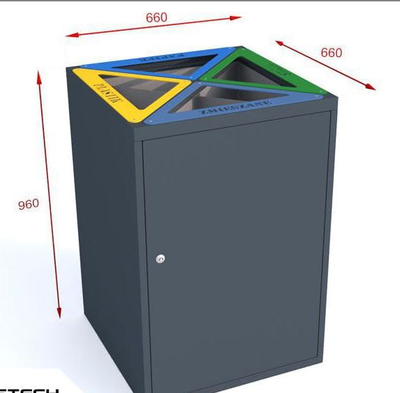 Czterokomorowy kosz do segregacji Cube V stal ocynkowana