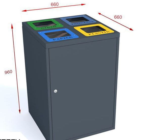Kosz do recyklingu Cube I 4x80 l do obiektów publicznych