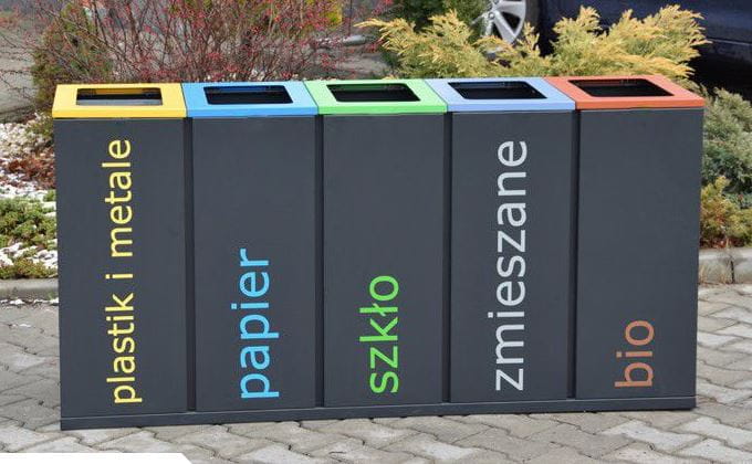 5-komorowy kosz do segregacji Satis V 60 l do obiektów publicznych
