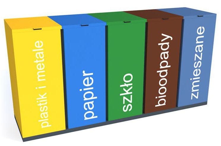 Pięciokomorowy kosz do segregacji odpadów Satis V 60 l