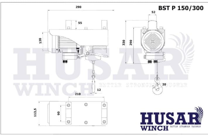 Wciągarka elektryczna linowa BST P 150/300 do podnoszenia ładunków