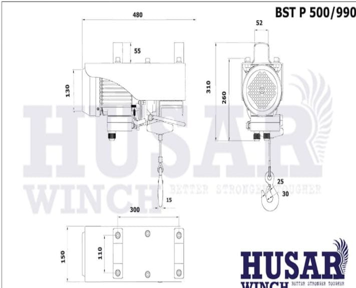 Wciągarka elektryczna linowa BST P 500/990 990 kg