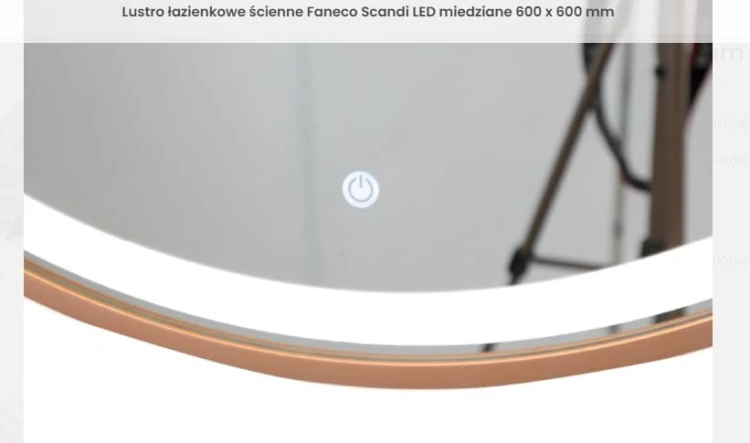 Lustro LED do łazienki Scandi z połyskującą taflą 600x600 mm