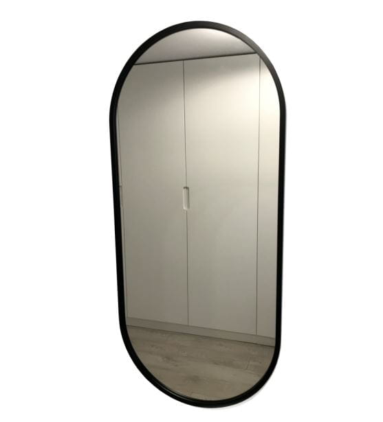 Lustro łazienkowe owalne Japandi czarne 115x50 cm