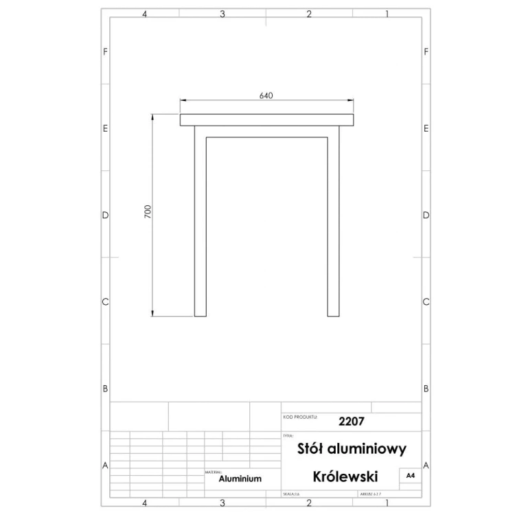 Stół do parku i ogrodu z aluminiową konstrukcją oraz deskami świerkowymi
