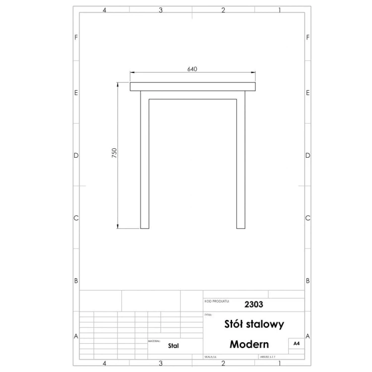 Stół Modern 150 z profilu stalowego 40 x 40 mm