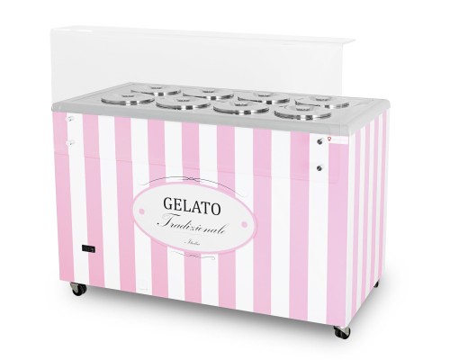 Różowy dystrybutor do lodów Gelato Pozetti 8 Pink