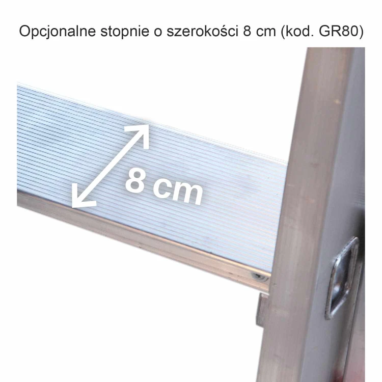 Drabina aluminiowa 8 stopni z antypoślizgowymi stopkami