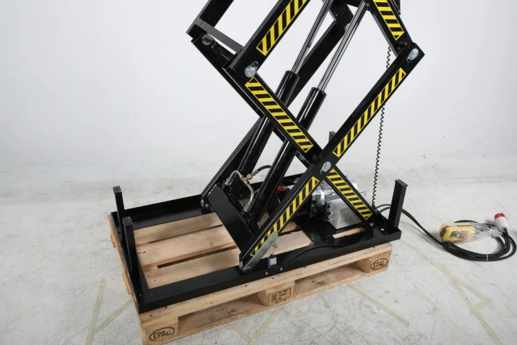 Przemysłowy stół podnośny nożycowy żółto-czarny 1000 kg