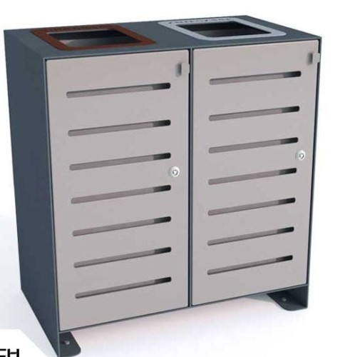 Kosz do segregacji odpadów Ajaks IV 2x80 l stal ocynkowana malowana