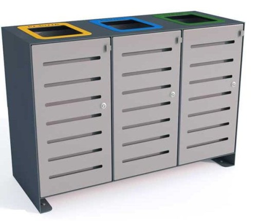 Kosz do segregacji odpadów Ajaks IV 3x80 l stal ocynkowana malowana