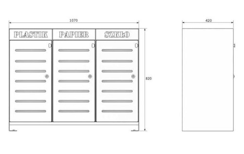 kosz Ajaks V rysunek wymiary