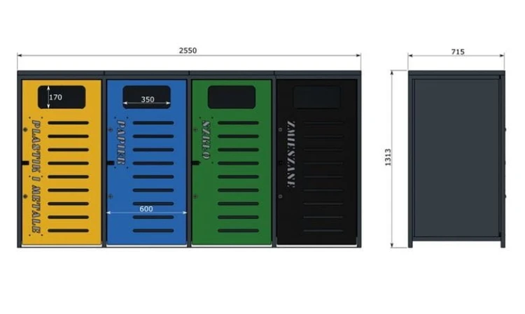 Zabudowa pojemników do segregacji odpadów 4x120 l