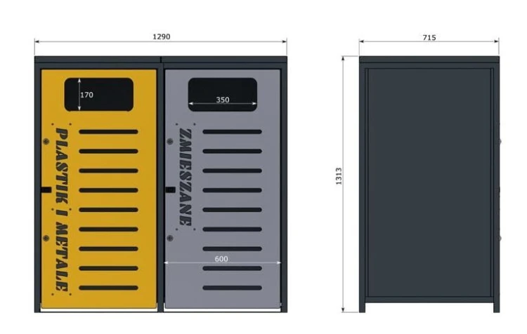 Zabudowa pojemników do segregacji odpadów 2x120 l