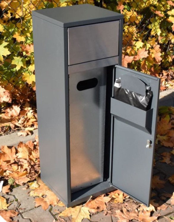 Kosz na psie odchody 40 l inox z daszkiem