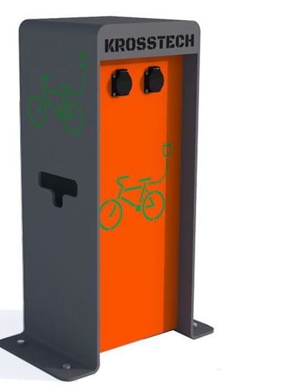 Stojak na 2 rowery elektryczne z gniazdami 230V