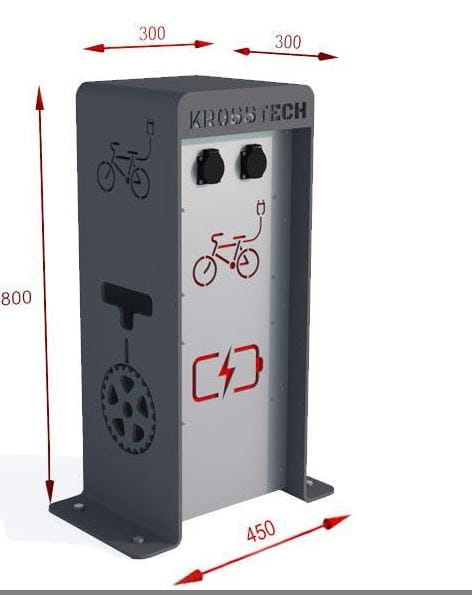 Metalowy stojak rowerowy z ładowaniem do e-bike