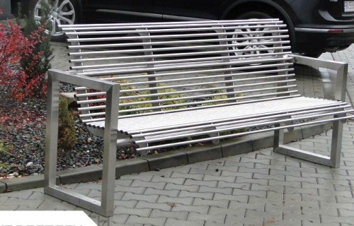 Ławka miejska Szafir II z podłokietnikami stal nierdzewna