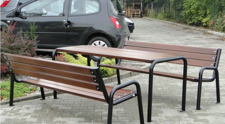 Meble ogrodowe 3 stal nierdzewna i drewno