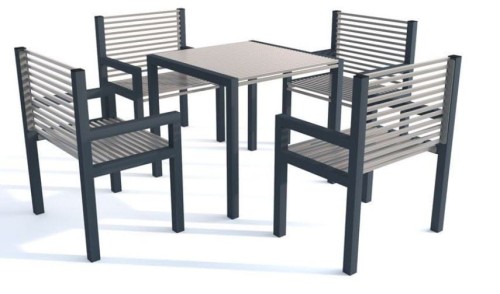 Zestaw mebli miejskich ogrodowych Tuluza II stal ocynkowana i malowana