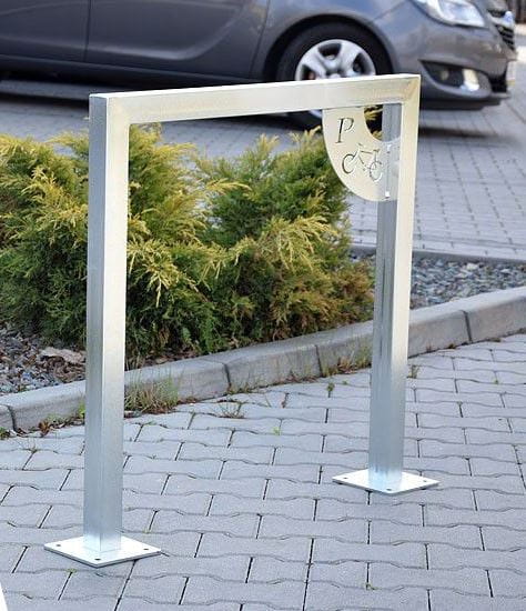 Stalowy stojak rowerowy U-29 ocynkowany z tabliczką