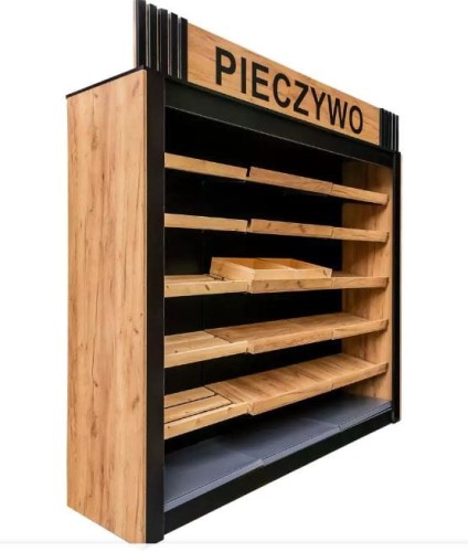 Otwarty regał piekarniczy Mega-M na pieczywo dąb kraft