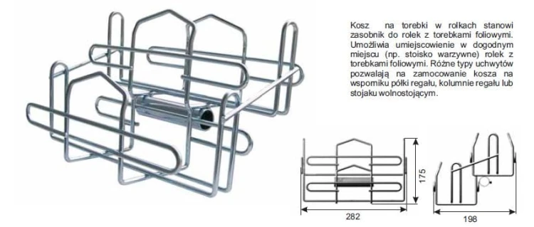 Metalowy uchwyt do kosza na zrywki na rolce