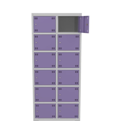 Szafka skrytkowa PROFI B12/6 12-drzwiowa szara