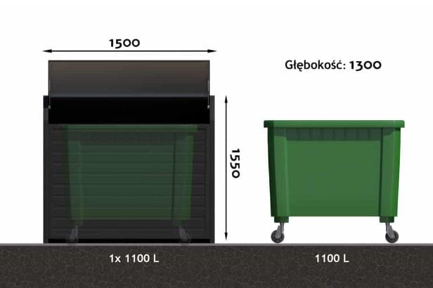 Zabudowa na pojemnik 1100 litrów w wykończeniu imitacja drewna